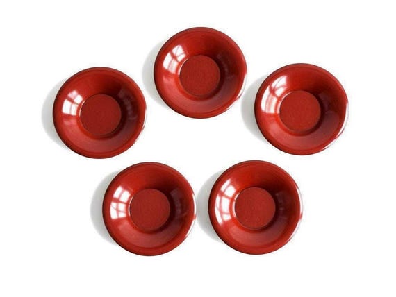 Japanese Wood & Urushi Lacquer Plates - Set Of 5