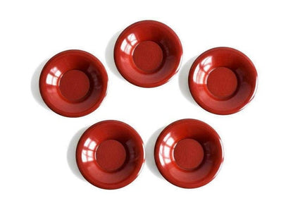 Japanese Wood & Urushi Lacquer Plates - Set Of 5