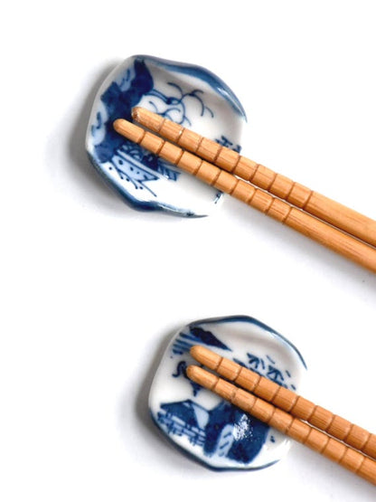 Kyoto Porcelain Chopstick Rests - Blue Landscape Set