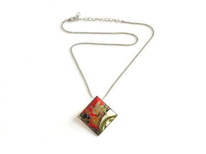 Washi Paper Brooch Pendant Necklace