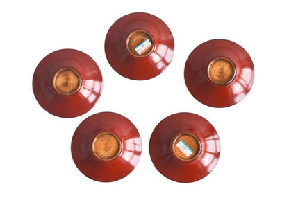 Japanese Wood & Urushi Lacquer Plates - Set Of 5