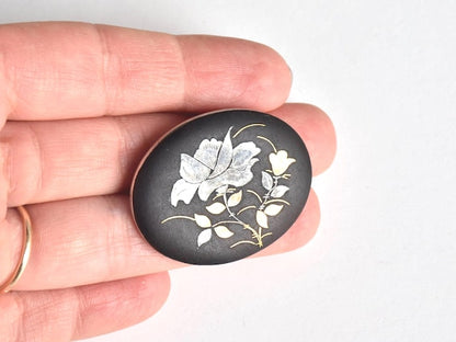 Japanese Zogan Floral Brooch