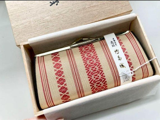 Hakata-Ori Silk Wallet With Geometric Pattern