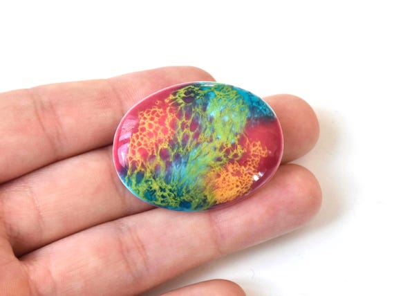 Kutani Ceramic Brooch Green Rosa