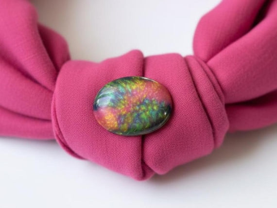 Kutani Pink & Green Ceramic Brooch