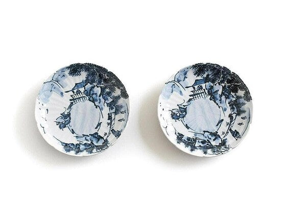 Kiyomizu-Yaki Tōsai Sometsuke Plates (Set Of 2)