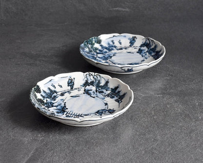 Kiyomizu-Yaki Tōsai Sometsuke Plates (Set Of 2)