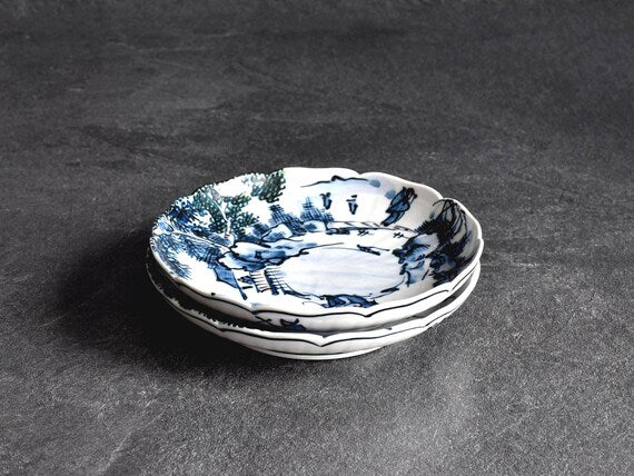 Kiyomizu-Yaki Tōsai Sometsuke Plates (Set Of 2)