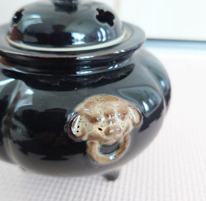 Kutani-Yaki Incense Burner With Lion Lid