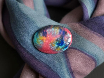 Kutani Ceramic Kimono Brooch