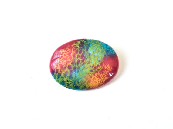 Kutani Ceramic Brooch Green Rosa