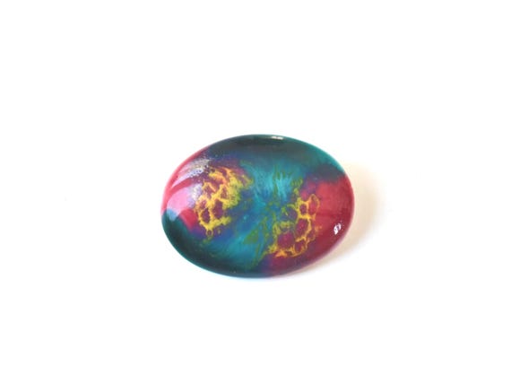 Kutani Ceramic Brooch Turquoise & Rosa