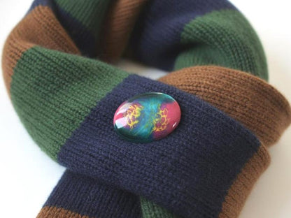 Kutani Ceramic Brooch Turquoise & Rosa