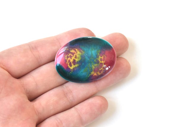 Kutani Ceramic Brooch Turquoise & Rosa