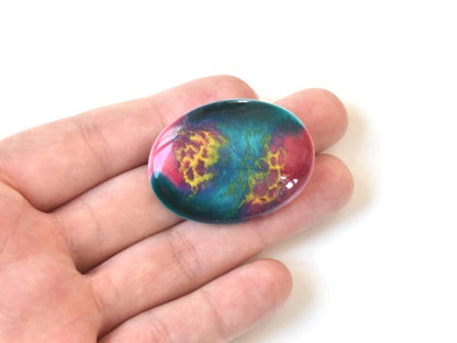 Kutani Ceramic Brooch Turquoise & Rosa