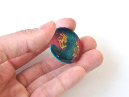 Kutani Ceramic Brooch Turquoise & Rosa