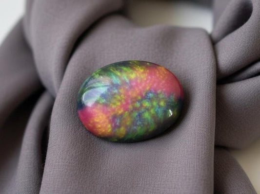 Kutani Pink & Green Ceramic Brooch