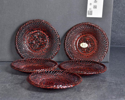 Japanese Cold Tea Set: Glass, Urushi Lacquer & Bamboo