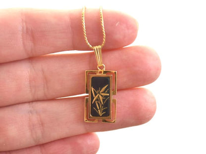 Higo Zogan Gold Inlay Bamboo Pendant Necklace