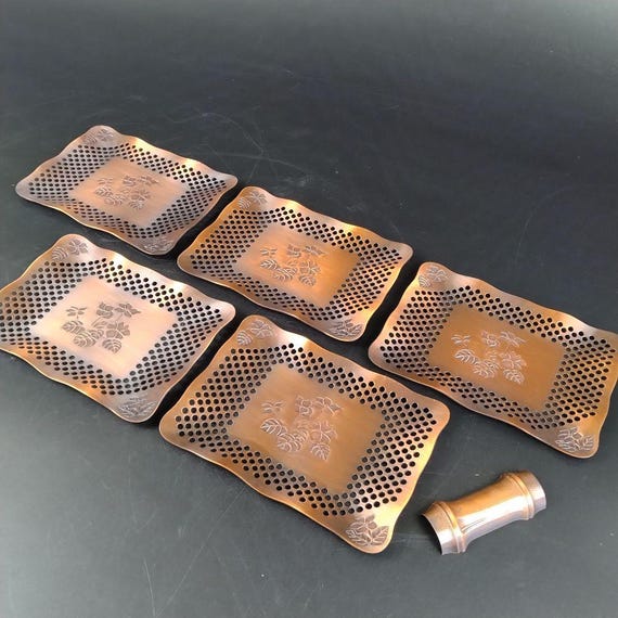 Copper Openwork Saucers With Chopstick Rests