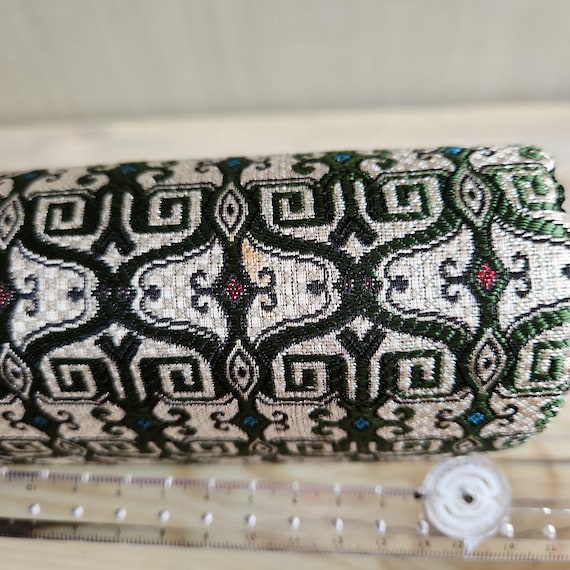 Kotan-Ori Kimono Bag textile texture close up showing a small age related spot and measuring scale