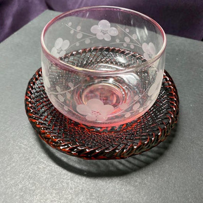 Japanese Cold Tea Set: Glass, Urushi Lacquer & Bamboo