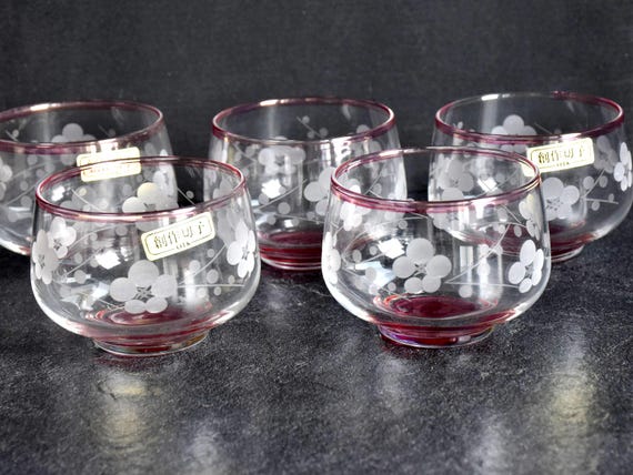 Japanese Cold Tea Set: Glass, Urushi Lacquer & Bamboo