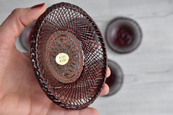 Japanese Cold Tea Set: Glass, Urushi Lacquer & Bamboo