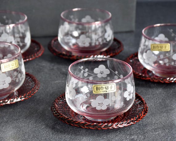 Japanese Cold Tea Set: Glass, Urushi Lacquer & Bamboo