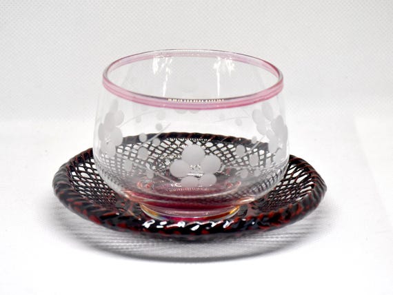 Japanese Cold Tea Set: Glass, Urushi Lacquer & Bamboo