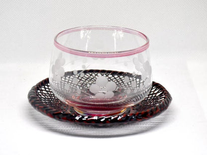 Japanese Cold Tea Set: Glass, Urushi Lacquer & Bamboo
