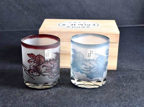 Japanese Painted Floral Whisky Tumblers