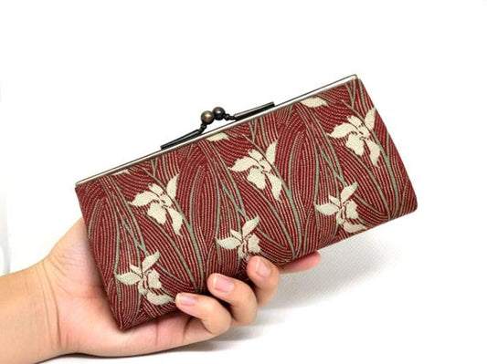 Hakata-ori Silk Wallet with Iris Motif