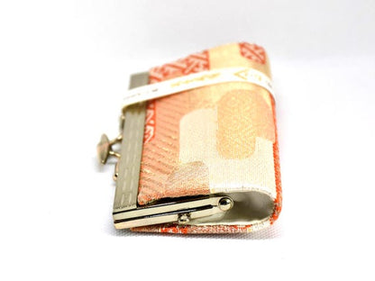 Hakata-Ori Silk Gamaguchi Coin Purse With Gold And