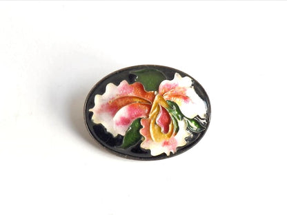Japanese Cloisonne Floral Brooch Pendant