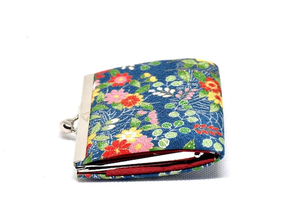 Japanese Chirimen Coin Purse, Floral Clasp Wallet