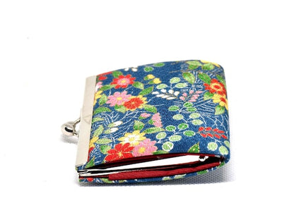 Japanese Chirimen Coin Purse, Floral Clasp Wallet