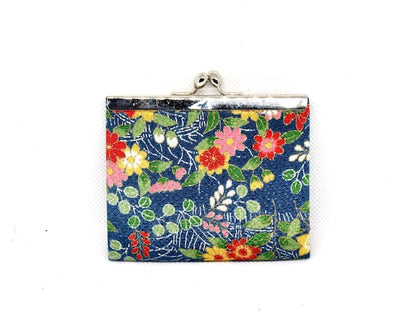 Japanese Chirimen Coin Purse, Floral Clasp Wallet