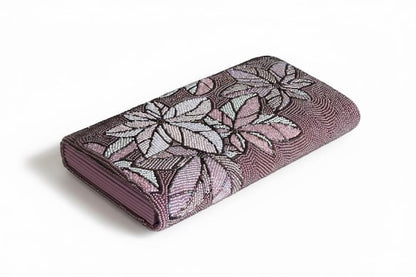 Japanese Beaded Clutch Floral Design vintage Showa era glass beaded bag