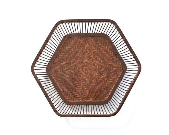 Hexagonal Lacquer Bamboo Tray