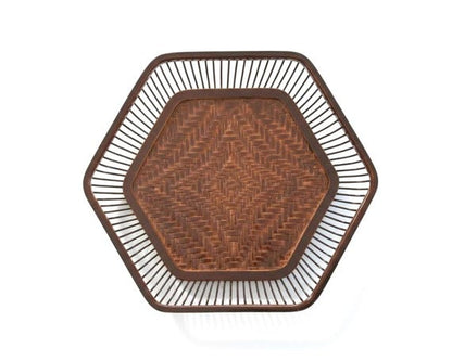 Hexagonal Lacquer Bamboo Tray