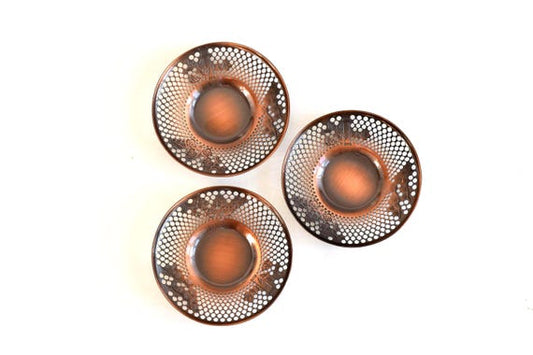 Copper Openwork Saucers: Sho-Chiku-Bai Motif