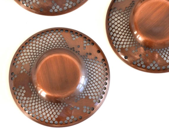 Copper Openwork Saucers: Sho-Chiku-Bai Motif