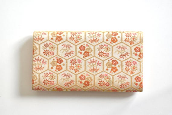 Hexagonal Floral Kimono Clutch overhead flat lay on plain background