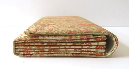 Hexagonal Floral Kimono Clutch side profile showing the accordion folds and depth