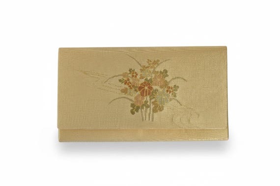 Golden Floral Kimono Clutch