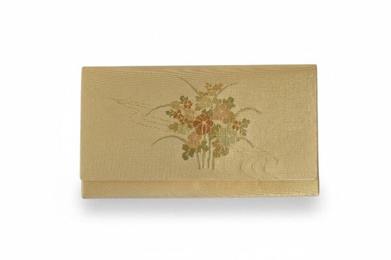 Golden Floral Kimono Clutch