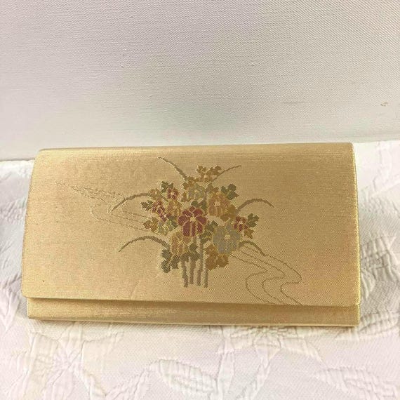 Golden Floral Kimono Clutch
