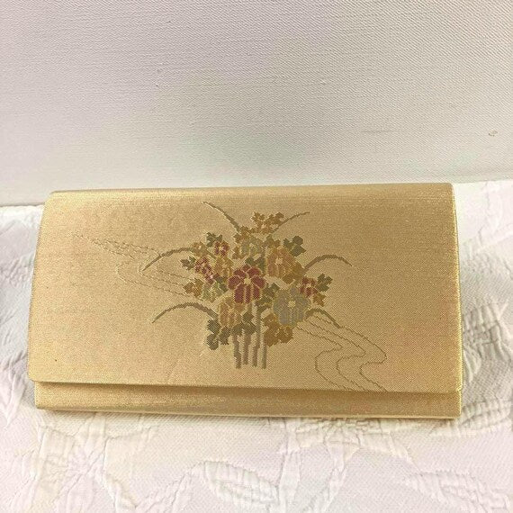 Golden Floral Kimono Clutch