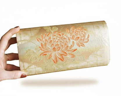 Gold Brocade Zori Sandals And Clutch Set